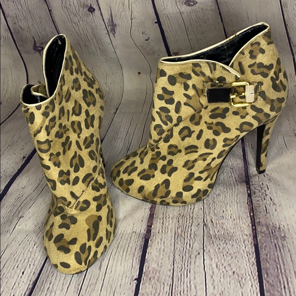 Cami leopard print 5in heel stiletto bootie buckle